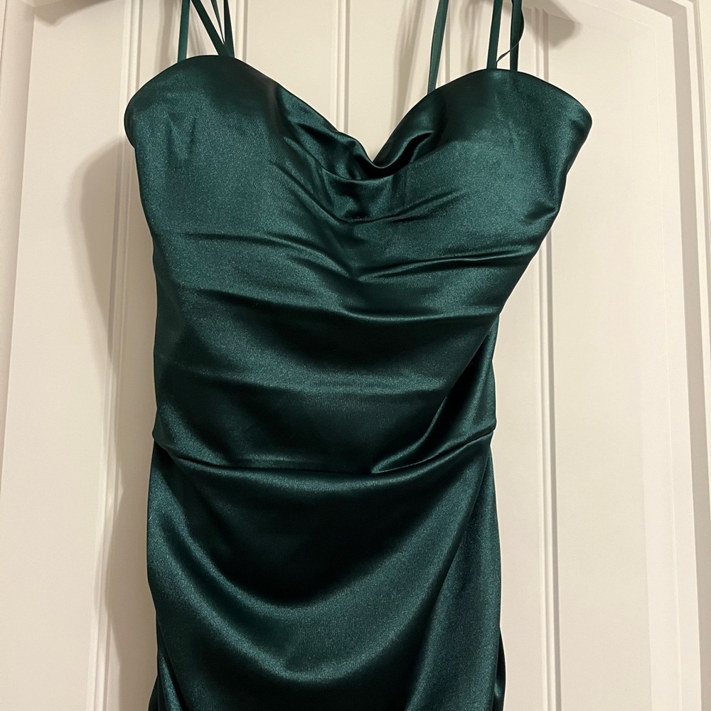 Elegant Green Satin Dress